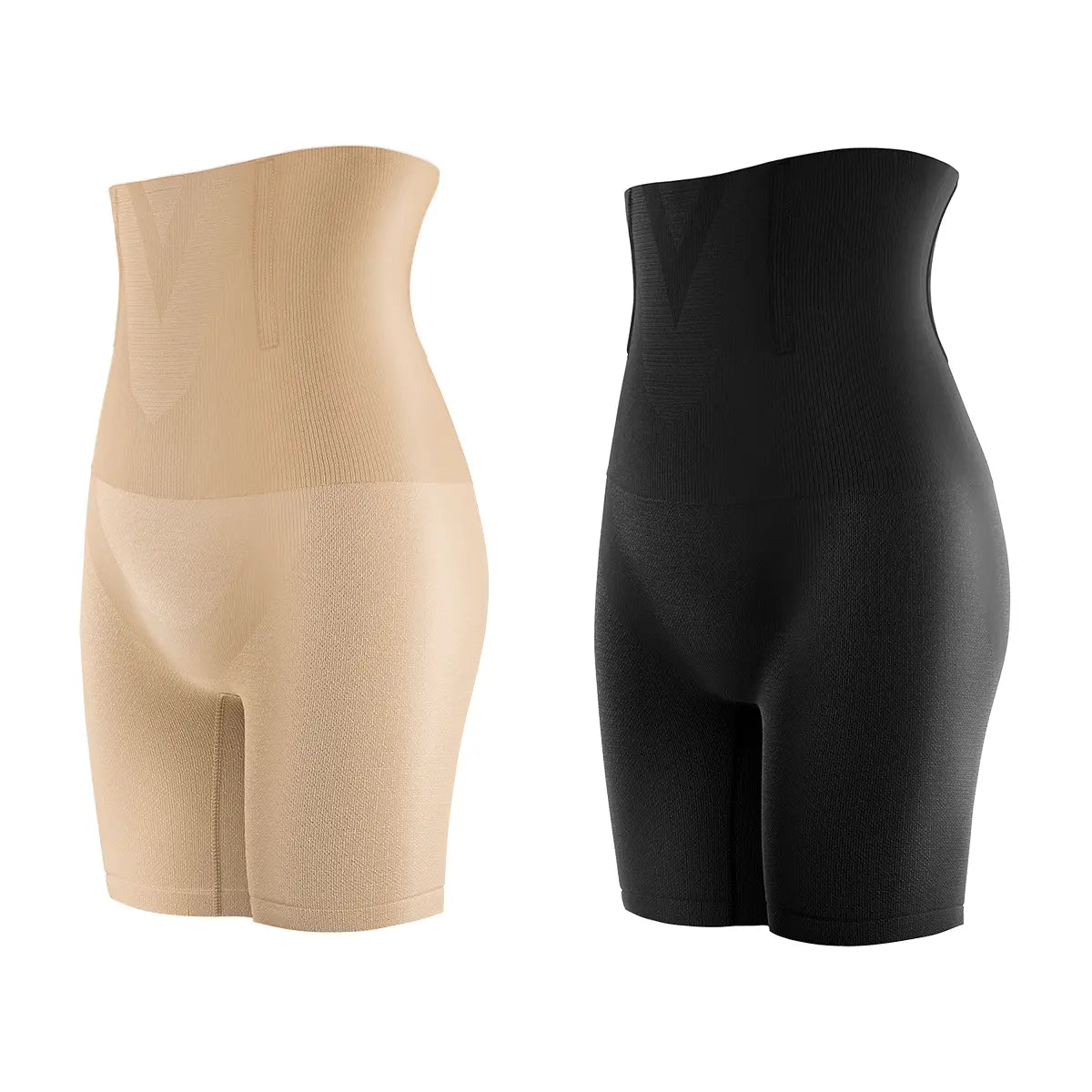 High-waist shaping shorts, nude and black