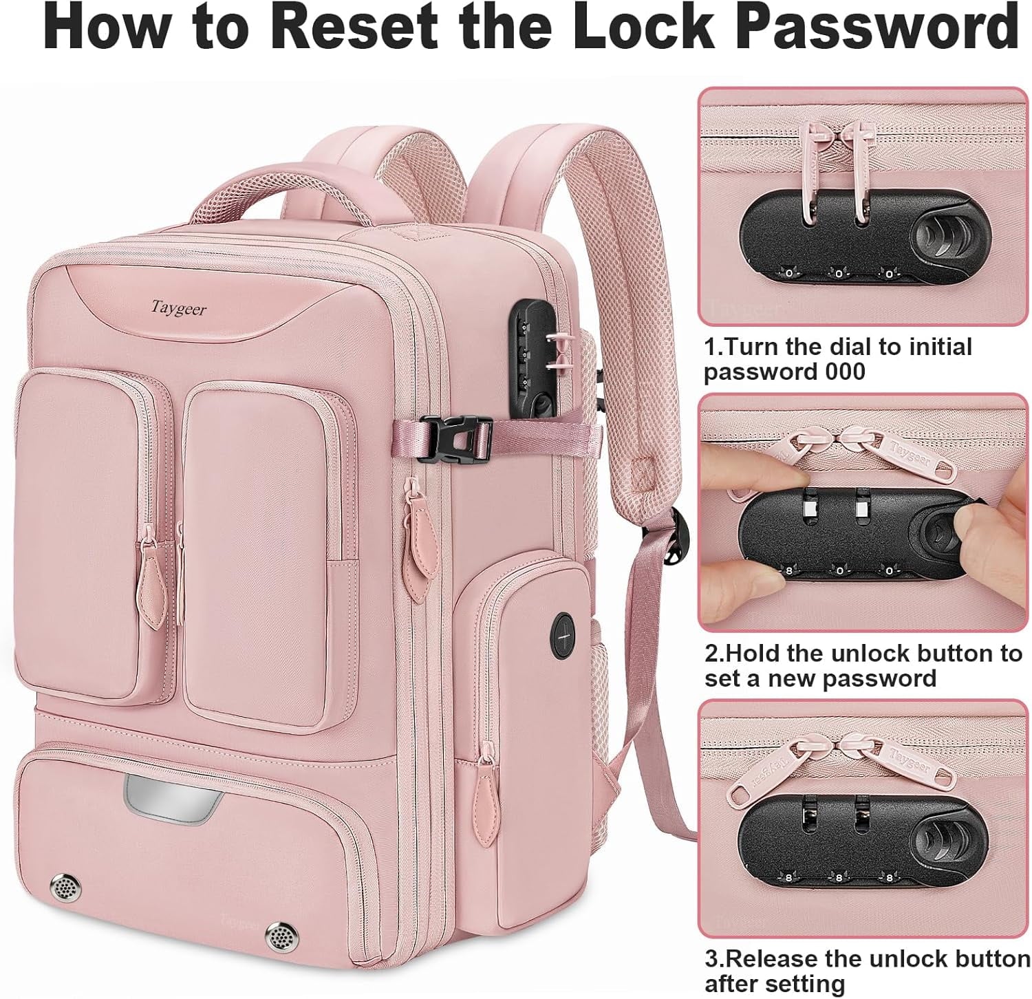 Stylish Pink Vacuum Backpack - Expandable Compression Luggage with Shoe Compartment and Rain Cover for Effortless Travel